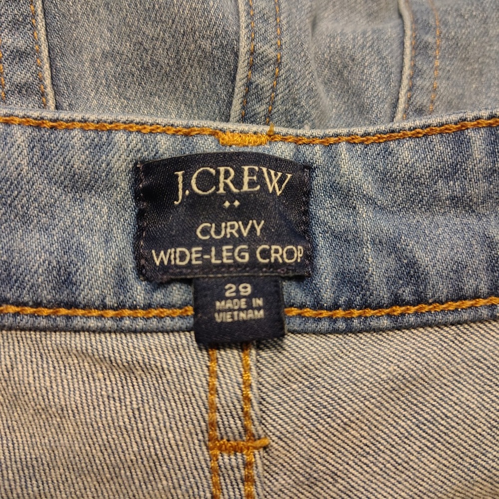 J.Crew Curvy Wide-Leg Crop Jeans Light Wash Raw Hem Denim Size 29 High Rise - Picture 7 of 8